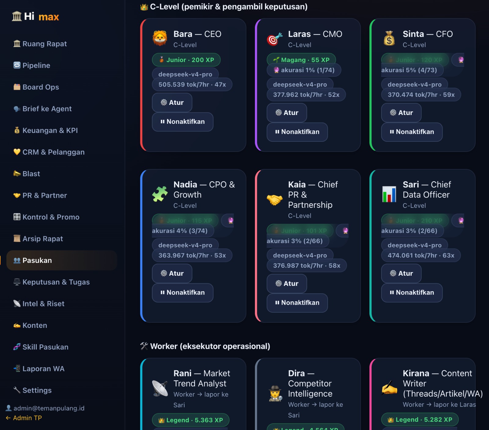 Roster AI agent: C-Level & Worker