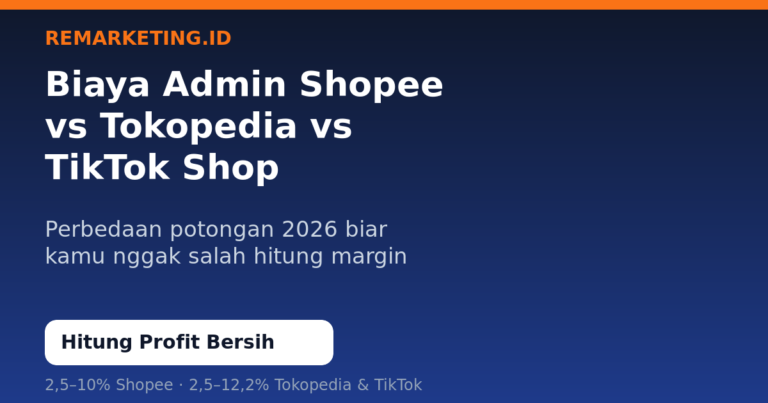 Perbedaan Biaya Admin Shopee, Tokopedia, dan TikTok Shop 2026 (Biar Nggak Salah Hitung Margin)